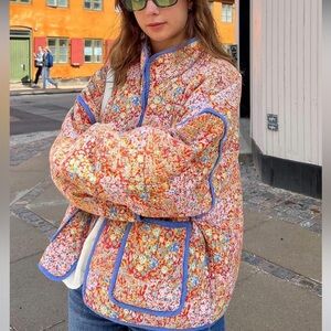 Women's Cropped Floral Puffer Jacket